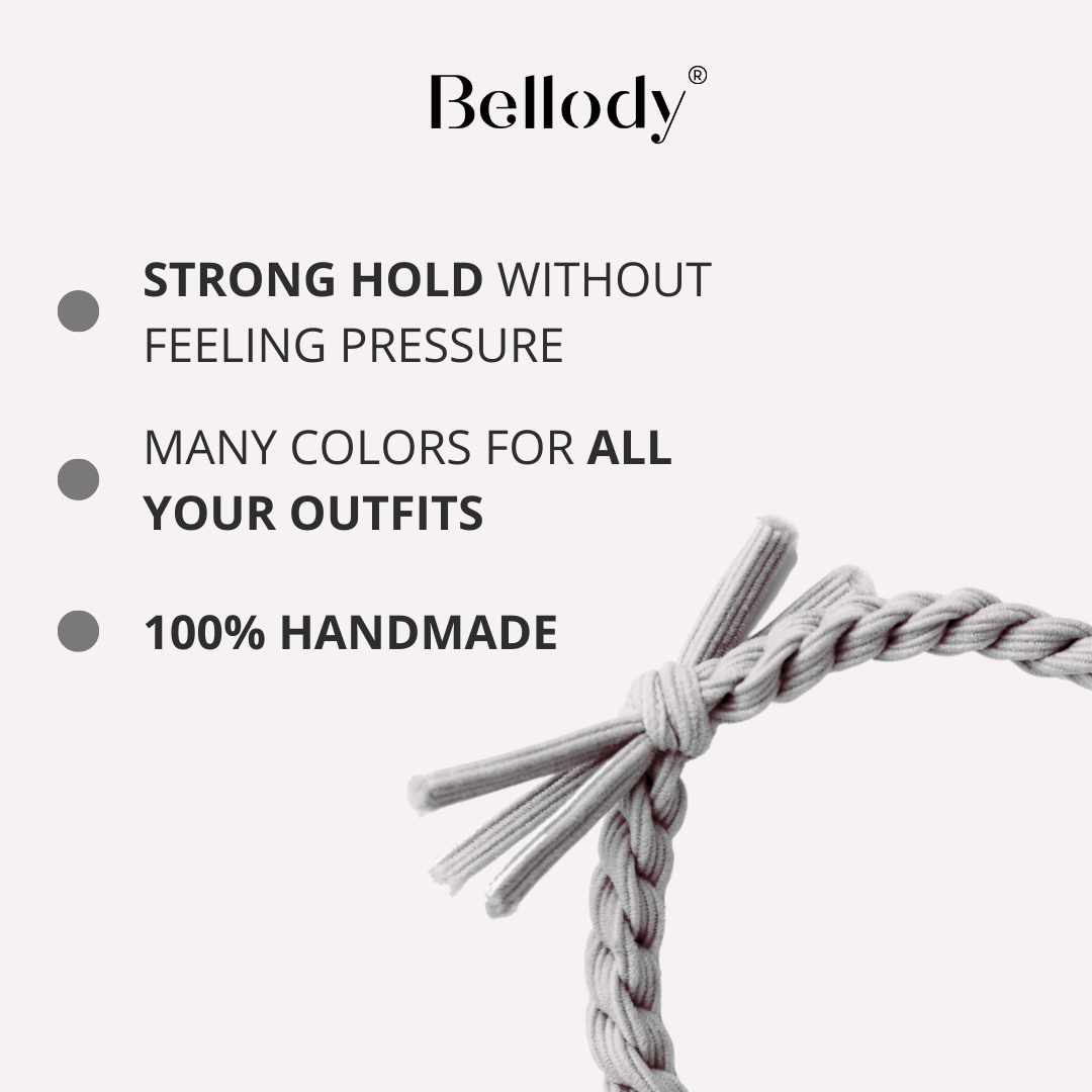 Haargummis Grau - Bellody®(4 Stk.) - Stylisch geflochtene Haargummis