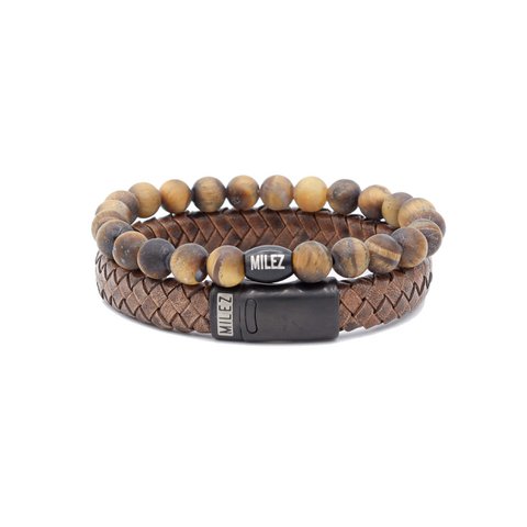 Heren armbanden Set 'Tiger Tone' -zwarte sluiting