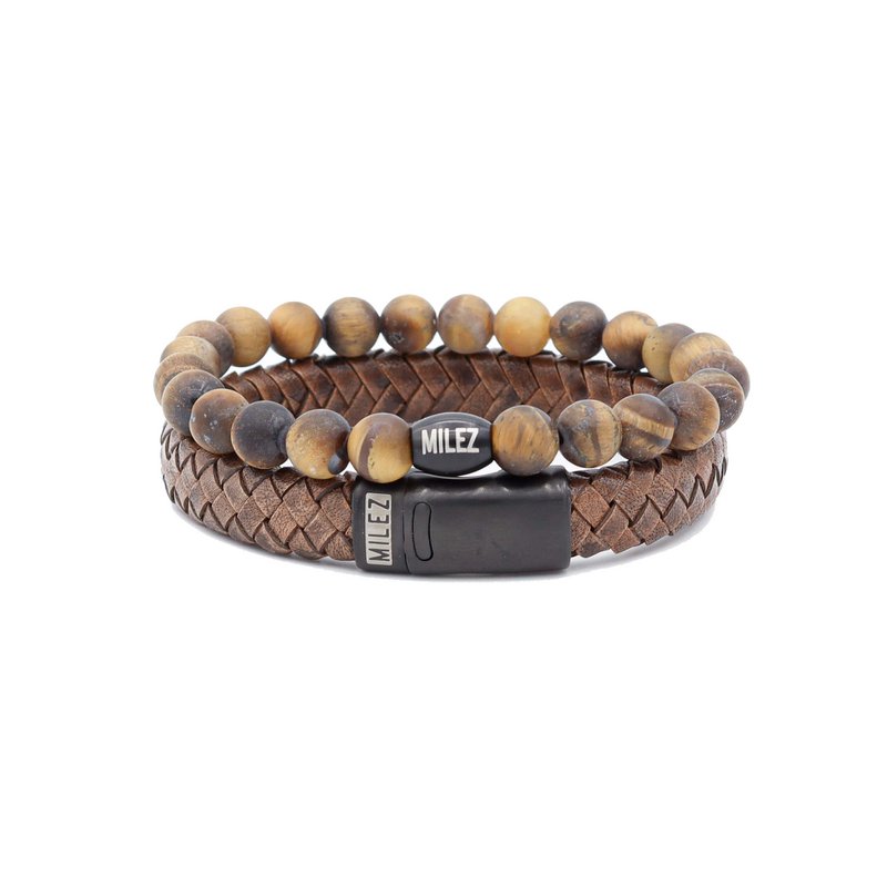 Men's Bracelets Set 'Tiger Tone' -black clasp