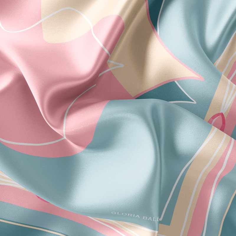 Silk square Scarf  - MUSE 67*67 cm - Sky blue
