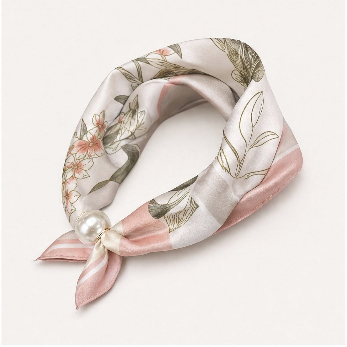 HS Pearl Scarf Satin Print Flowers - Multiple Prints