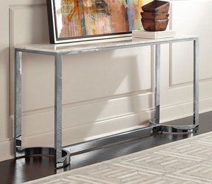 SILVER STAINLESS STEEL CONSOLE MARBLE TOP HM352209