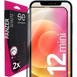 2x se® 3D tempered glass for Apple iPhone 12 Mini, smartphone case, clear, durable, scratch-resistant
