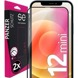 2x se® 3D tempered glass for Apple iPhone 12 Mini, smartphone case, clear, durable, scratch-resistant