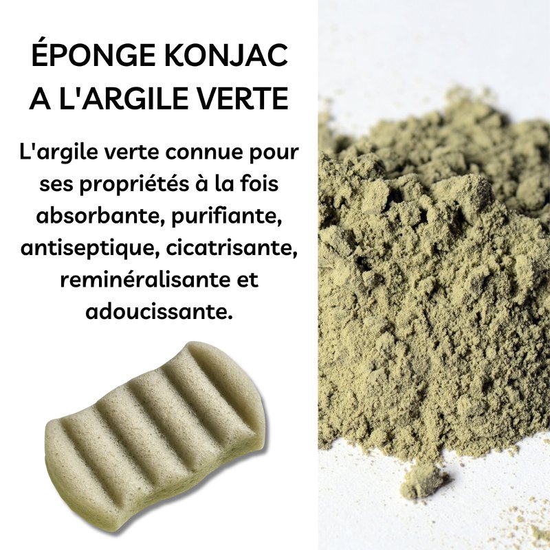 Zero Waste Sponge KONJAC XL Body with Green Clay