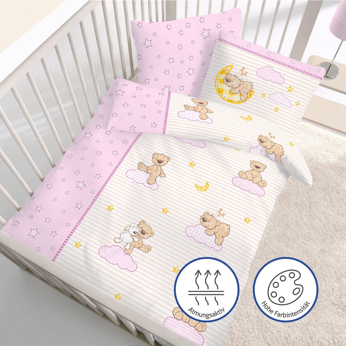 Beaver beddengoedset 100x135cm teddy in roze