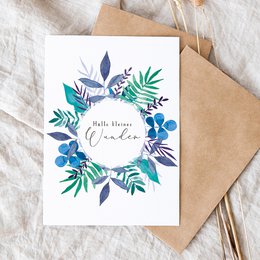 Foldekort "Hello Little Miracle Leaves Wreath" | fødsel | forskellige farver