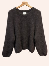 Pull col rond manches raglan en 76% mohair et laine
