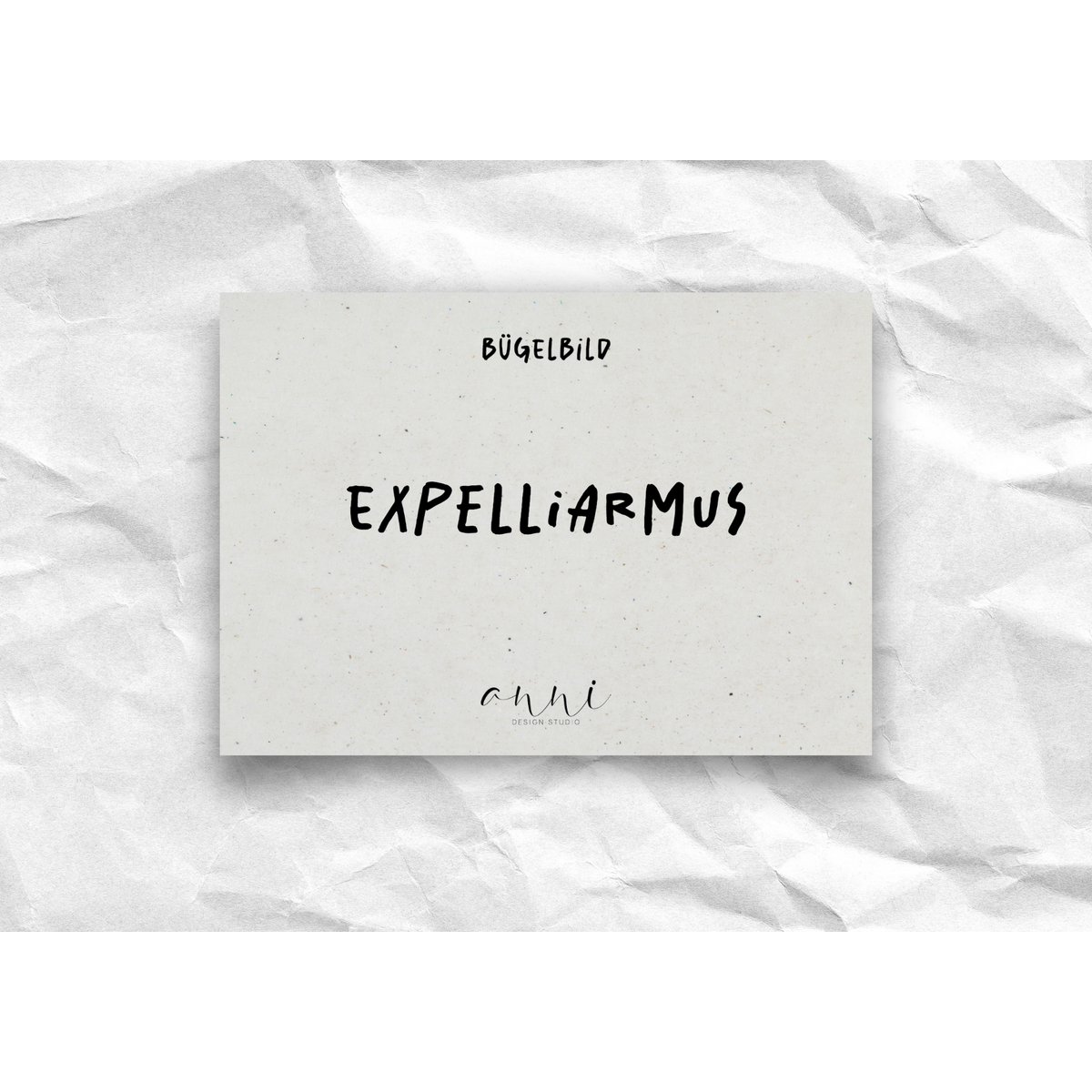 Opstrijktransfer “Expelliarmus” – DTF-transfer, zwart/wit