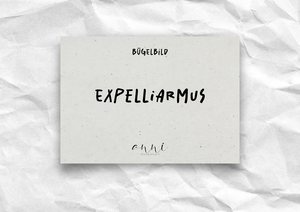 Opstrijktransfer “Expelliarmus” – DTF-transfer, zwart/wit