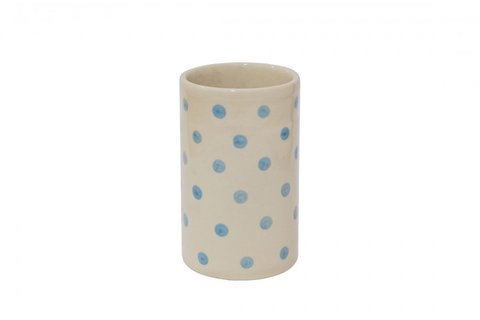 Keramik-Utensilienhalter mit blauen Punkten 18x11 cm Isabelle Rose