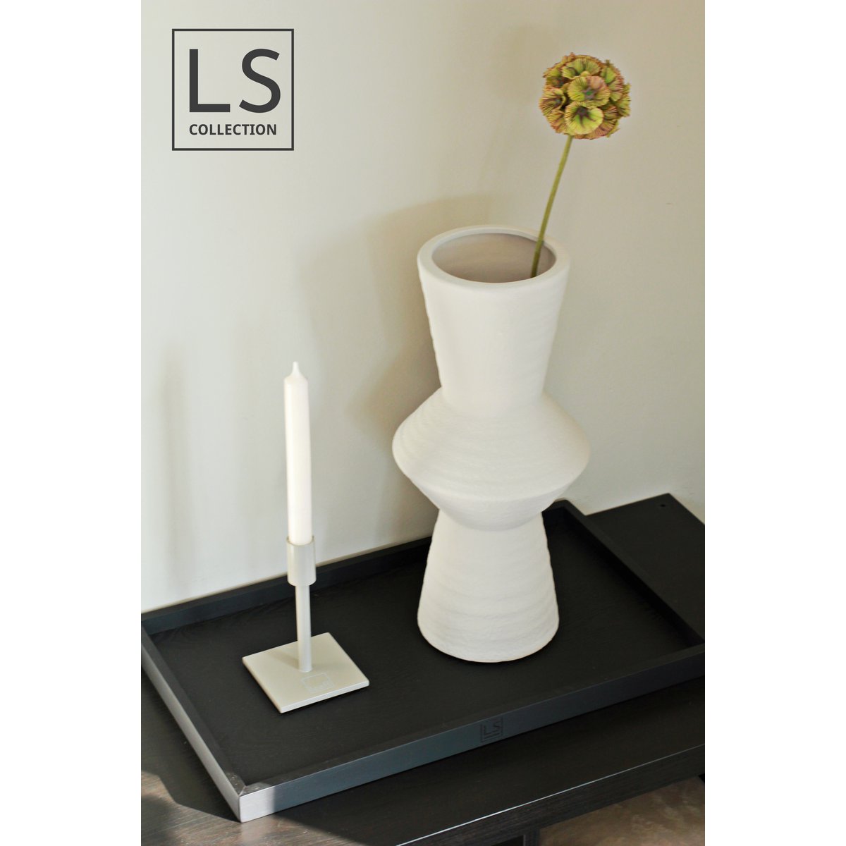LS Collection® - Rectángulo 50x30cm - Bandeja - Bandeja para velas - Bandeja para velas - Tabla para servir - Bandeja de madera - Bandeja de madera - Meseta - Decoración - Accesorios para el hogar - Negro Mate