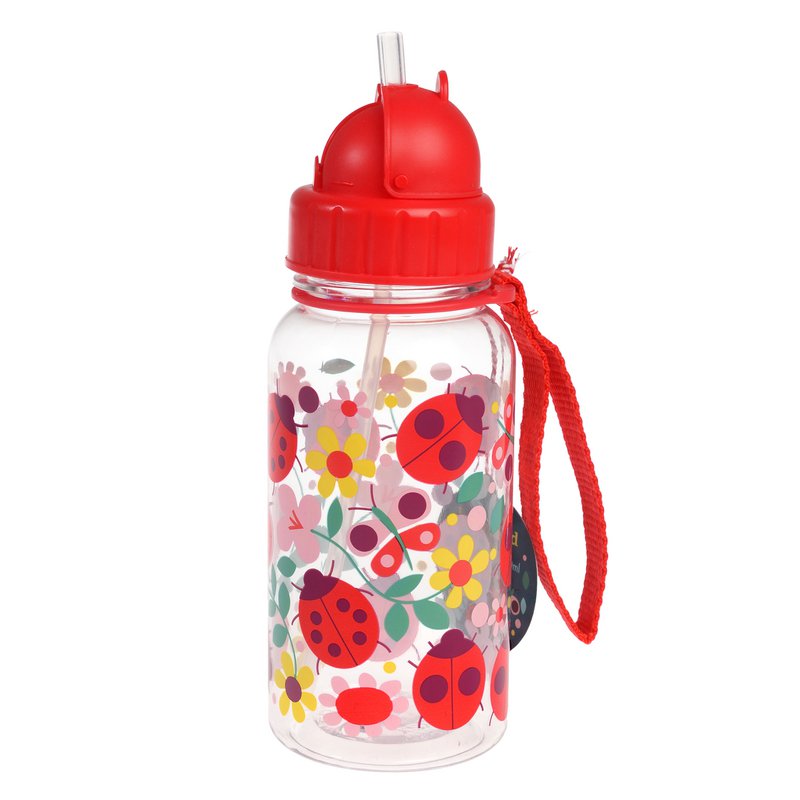 Kinderwasserflasche mit Strohhalm 500 ml – Marienkäfer