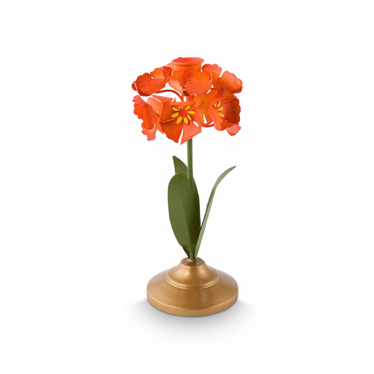 Candle Holder Metal Flower Orange 22.5cm