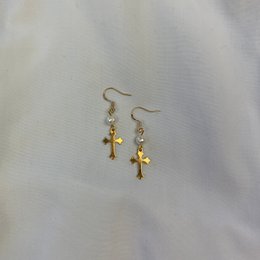 Pearls Cross Earrings