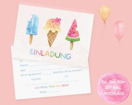 Is fødselsdagsfest invitationskort til piger og drenge, is invitationskort til børn at udfylde med konvolutter til is fødselsdagsfest