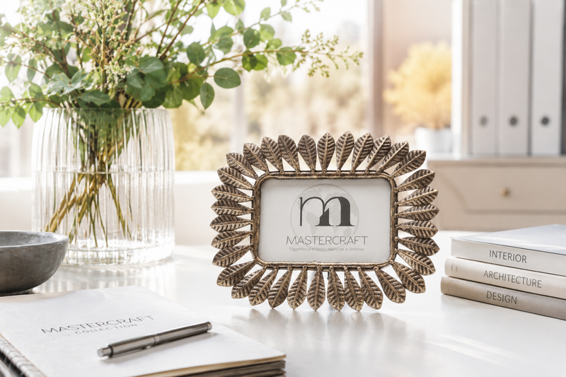 Gold metal photo frame leaves 21x26 cm