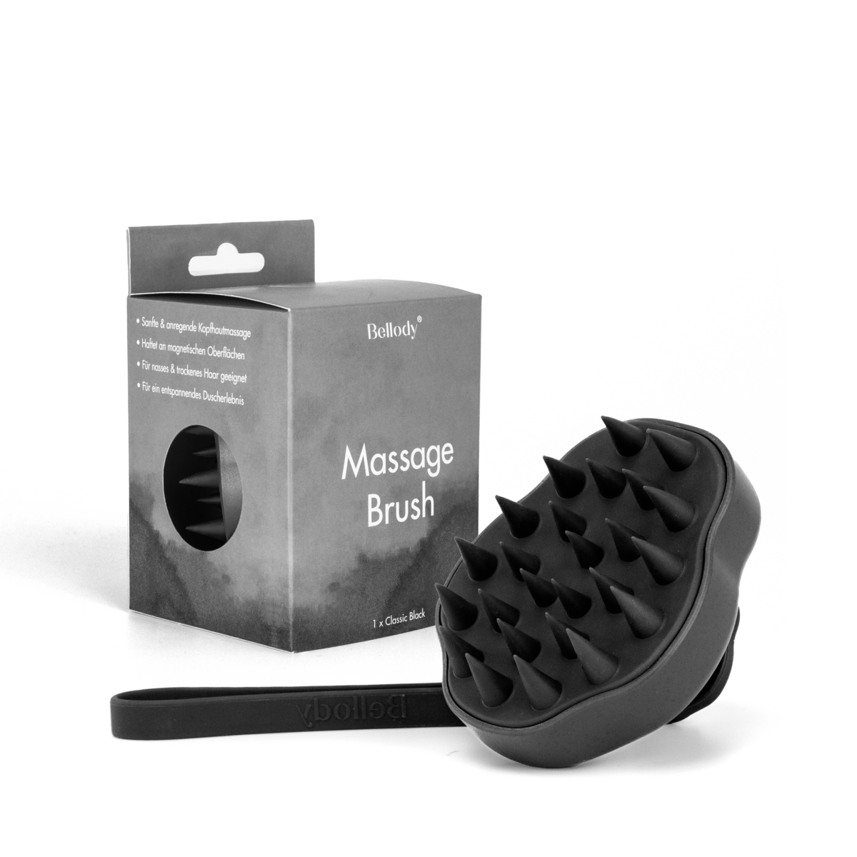 Kopfmassagebürste Schwarz - Bellody® (1 Stück - Classic Black)