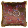 Cushion velvet golden fringes floral taupe 45x45cm*