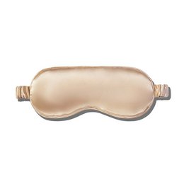  Beige silk sleep mask with adjustable straps for comfortable and restful sleep.