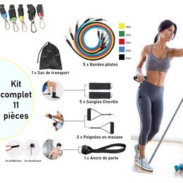 11 Piece Exercise Pack - Exercise and Strength Kit - Home Sport and Fitness - Yoga Accessory