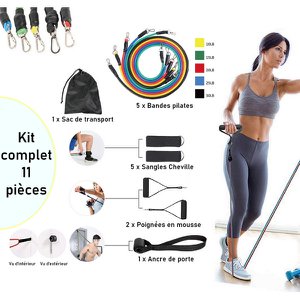 11 Piece Exercise Pack - Exercise and Strength Kit - Home Sport and Fitness - Yoga Accessory