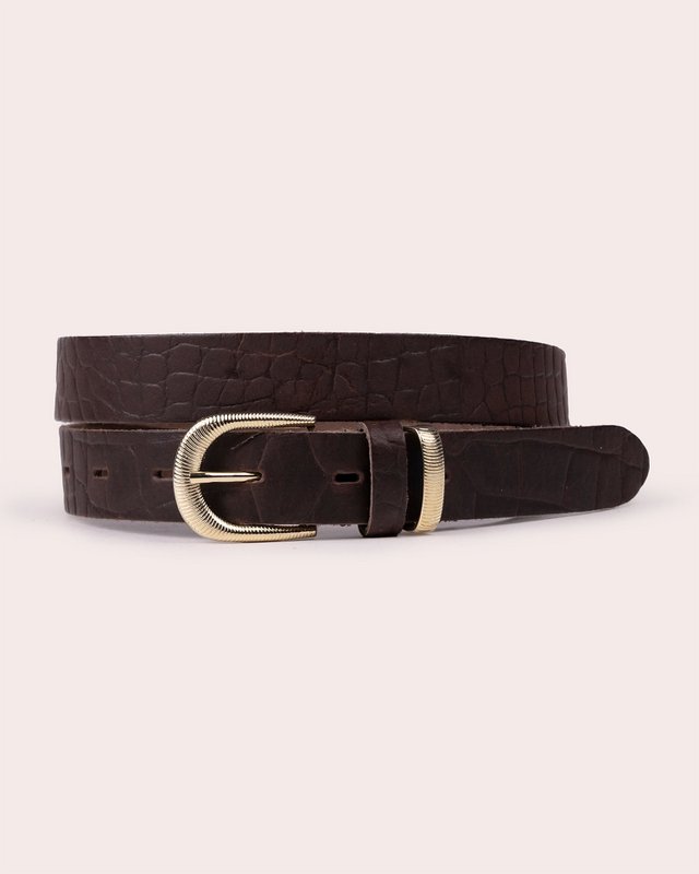 SOL | Cintura in pelle effetto coccodrillo con elegante fibbia dorata
