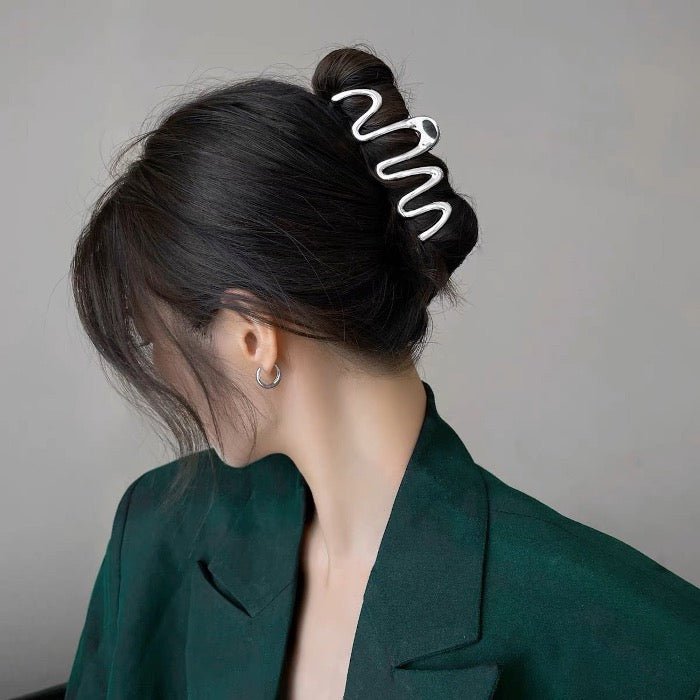 Linea d'onda geometrica grandi clip per capelli artigli-3