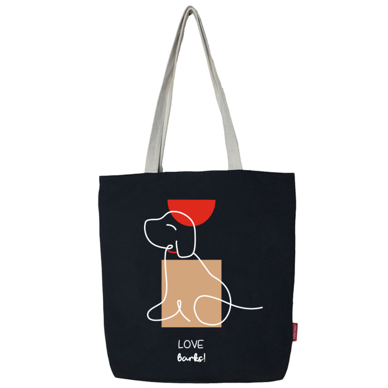 Totebags. Stor lommemodel "LOVE BARKS"
