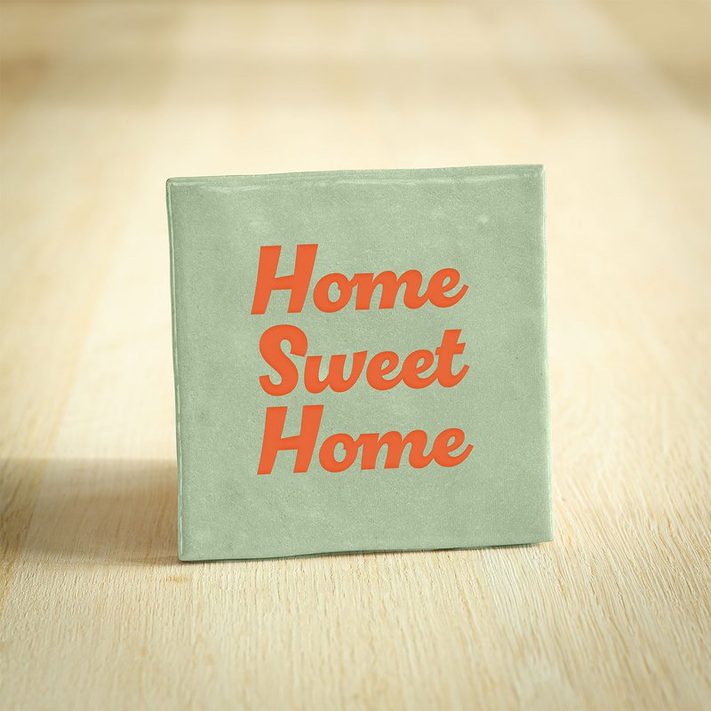 Tegeltje - Home Sweet Home | Lichtgroen & Oranje | 10x10cm