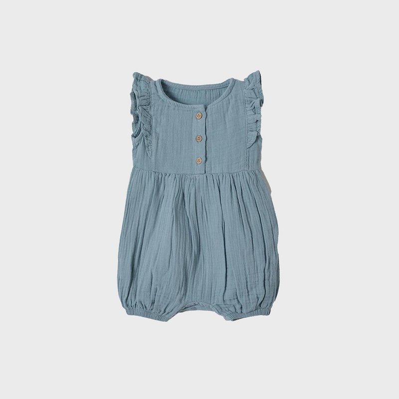 OrganicEra Organic Muslin Romper with Frills, Aqua