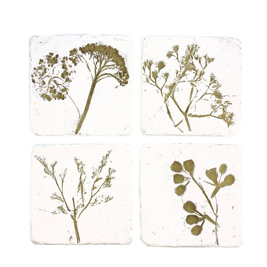 Onderzetters Bloemen reliëf, s/4