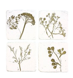 Onderzetters Bloemen reliëf, s/4