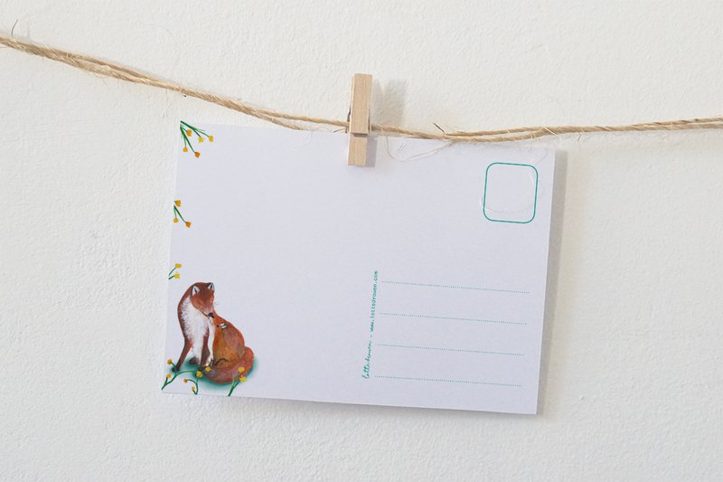 Card Big and Little Fox