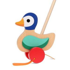 Wooden push along flapping duck