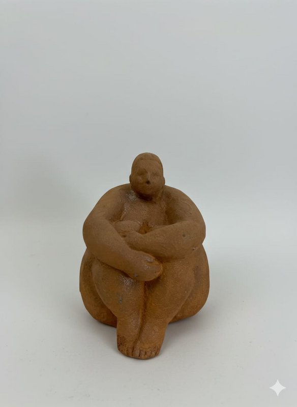 Femme assise en fonte, 12x14x16cm, 2,5kg