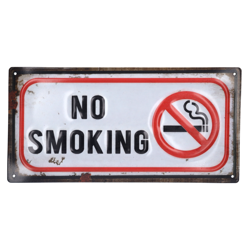 Tabella decorativa latta no smoking bianca 30x15