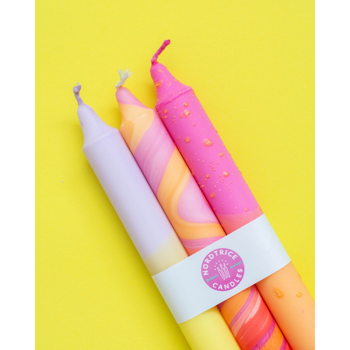 3-pack Taper Candles Summer Sunset Bright Colours