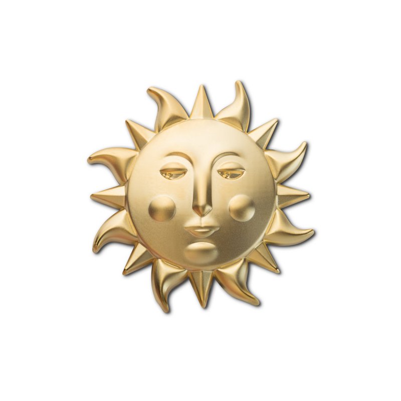 Golden Metal Pin "Sun"