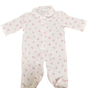 Baby tetra romper suit with bows and round collar
