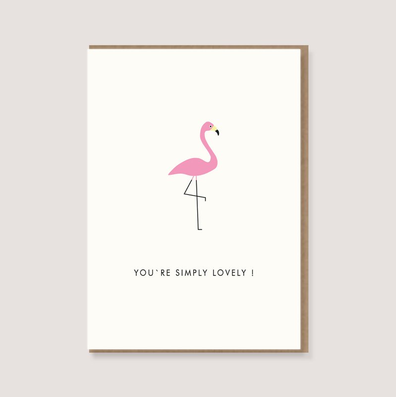Biglietto pieghevole con busta - "Flamingo - Sei semplicemente adorabile!"