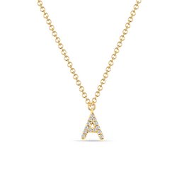 Collana con lettera "A", in oro giallo 14 carati con diamanti