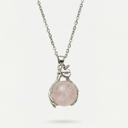 Rose Quartz Brace Cocklace Silver