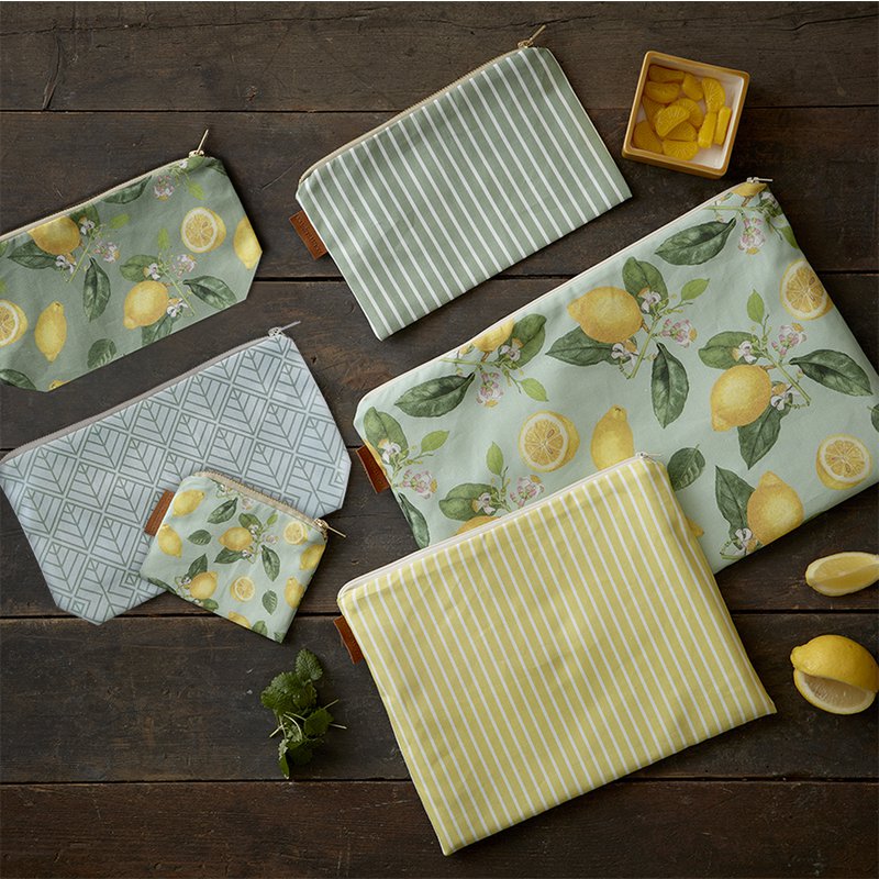 ORGANIC COSMETIC BAG - GREEN STRIPES