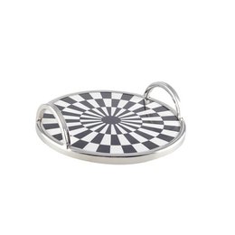 Round tray black and white tiles 28x28x6cm