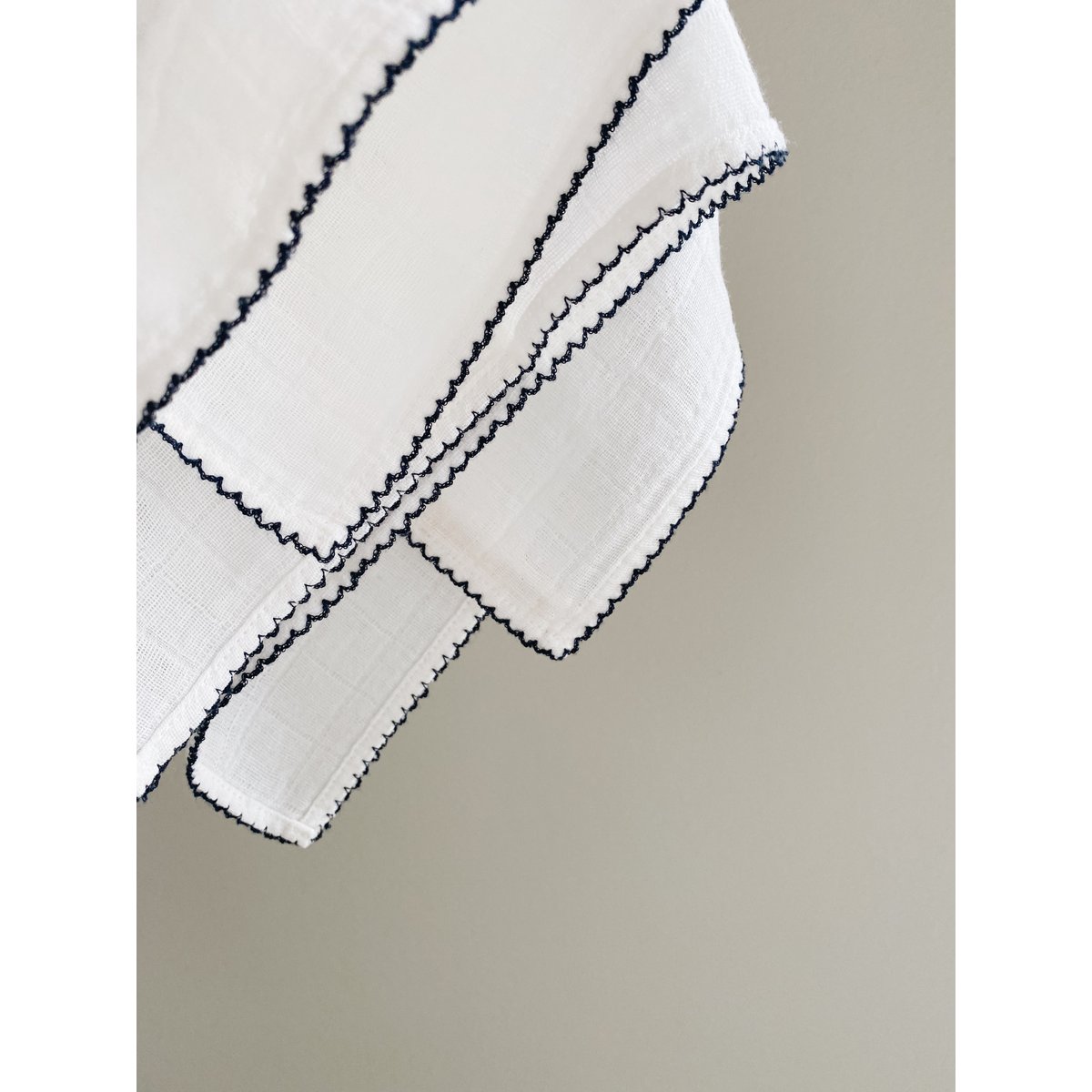 Muslin with crochet piping - Navy Blue Piping