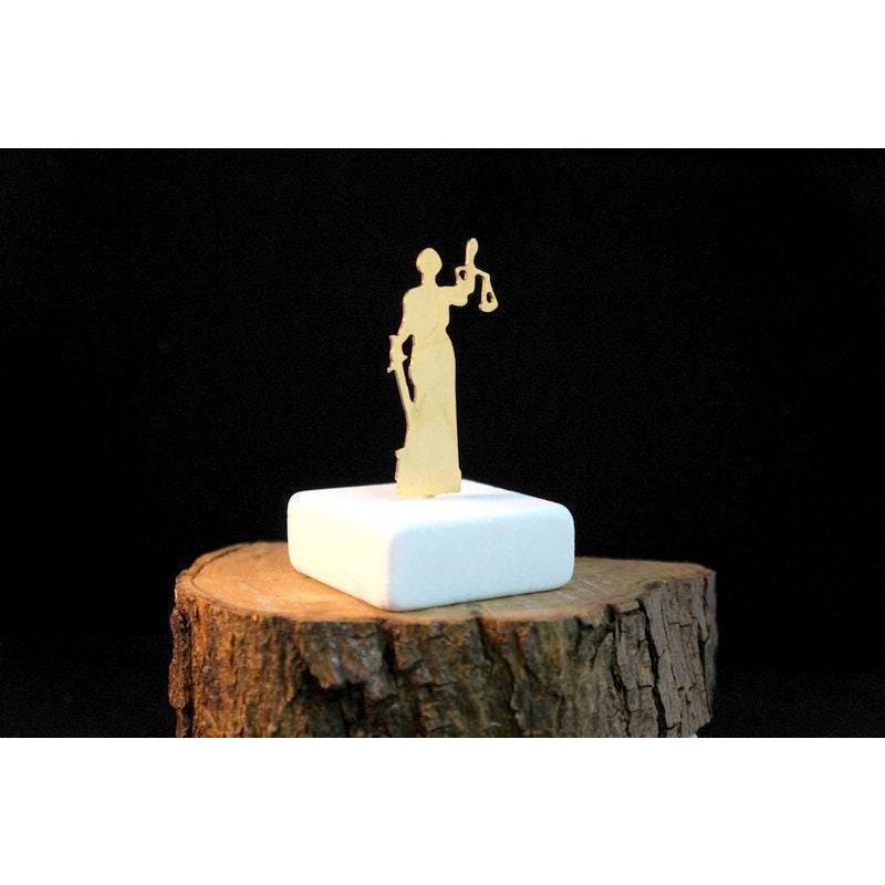 Gold Statue of Lady Justice, Gold-Plated Bronze Sculpture, Home Decor Sculpture on Marble Base