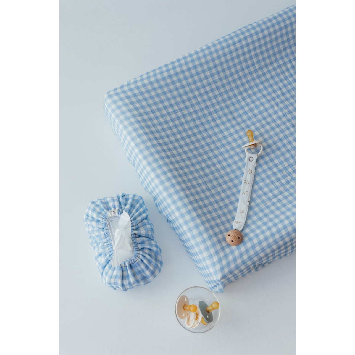 TISU luieraankleedkussenhoes, Baby Blue Gingham