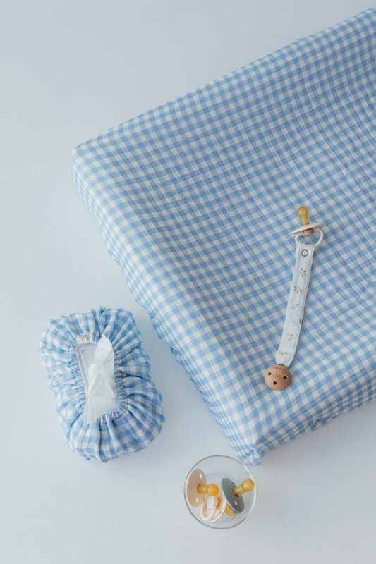 Pokrowiec na podkładkę do przewijania TISU, Baby Blue Gingham