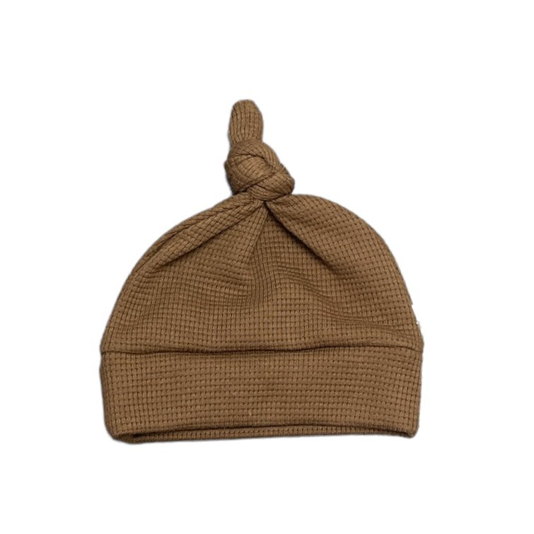 Pulsante cappello waffle marrone